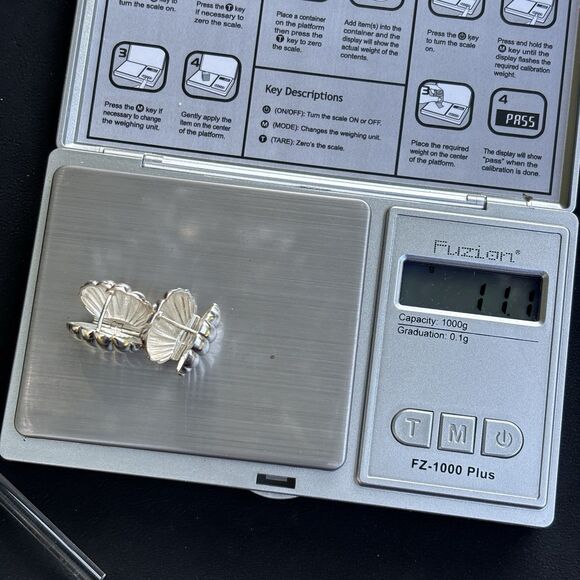 New Sterling Silver Scallop Shell Clip On Earrings Two-Piece 925 Hinged Design - Picture 11 of 11